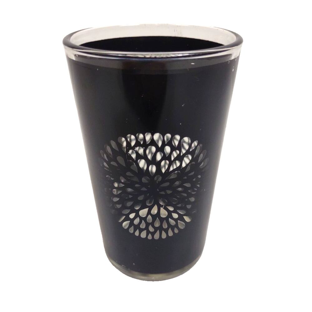 Vintage Danish Christmas Black Glass Votive T-Lite Candle Holder 4.5" Unique